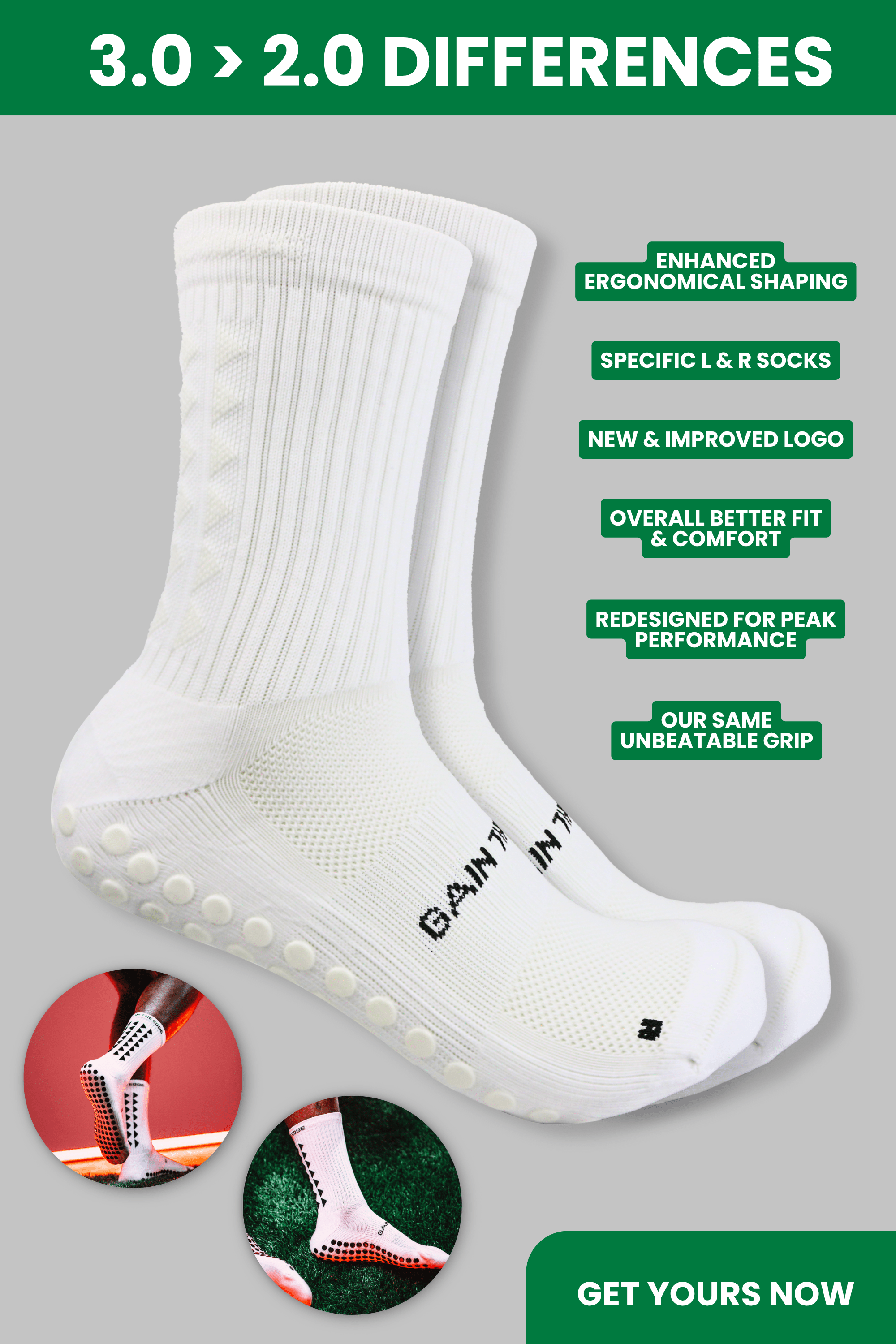 GRIP SOCKS 3.0 midcalf length - WHITEOUT EDITION - Gain The Edge Official