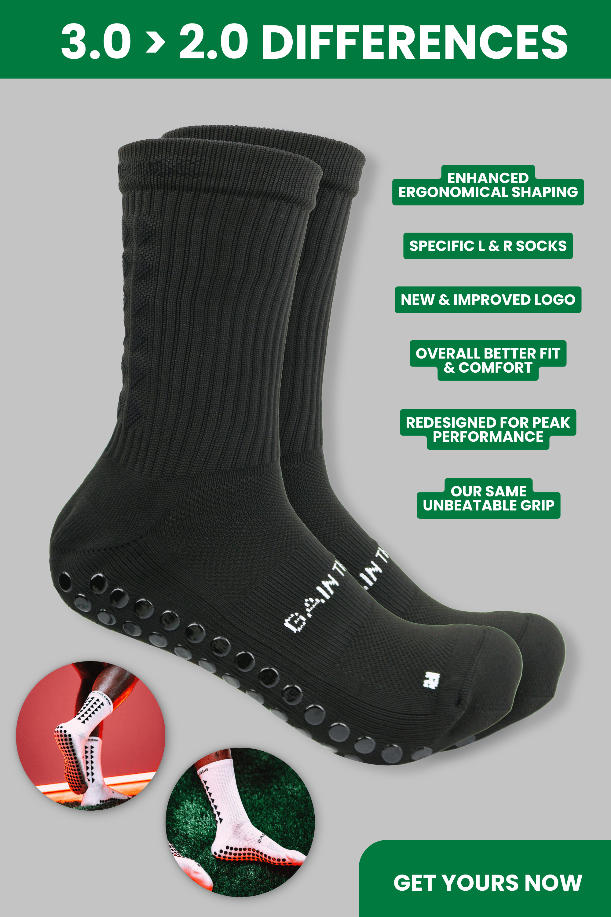 GRIP SOCKS 3.0 midcalf length - BLACKOUT EDITION - Gain The Edge Official