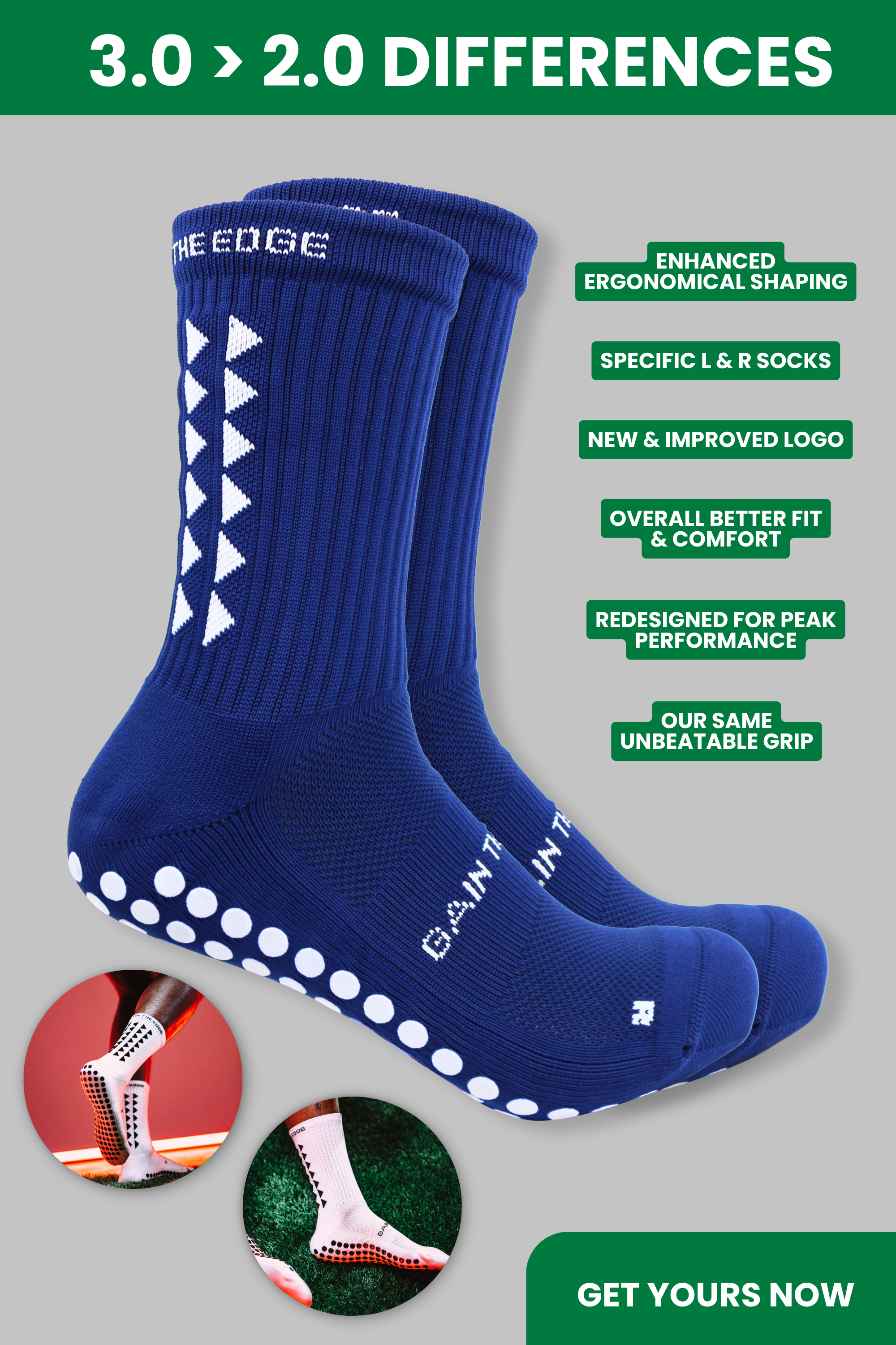 GRIP SOCKS 3.0  MidCalf Length - Navy Blue - Gain The Edge Official