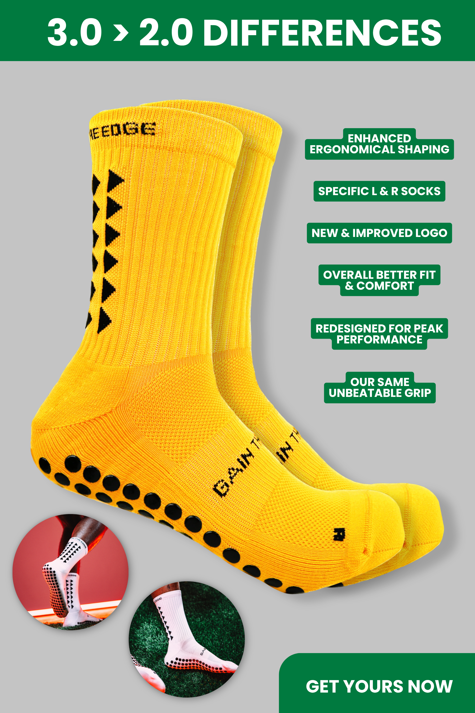 GRIP SOCKS 3.0  MidCalf Length - Orange - WAREHOUSE SALE - Gain The Edge Official